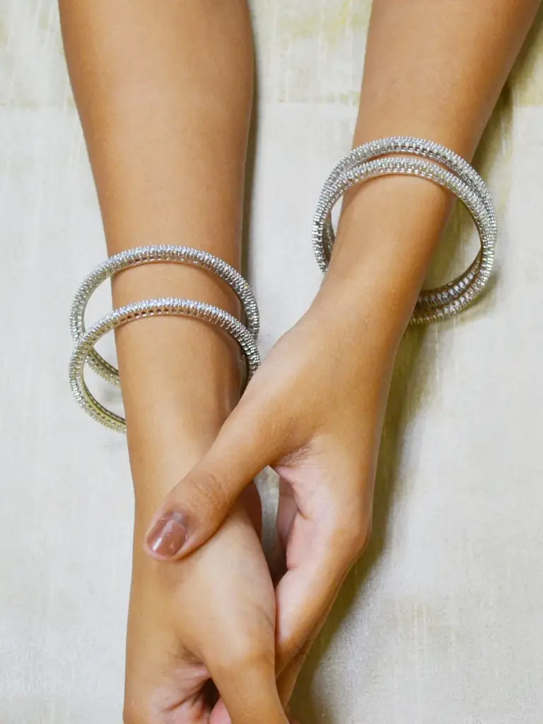 American Diamond Look Alike Bangle Pair : QJSEP56