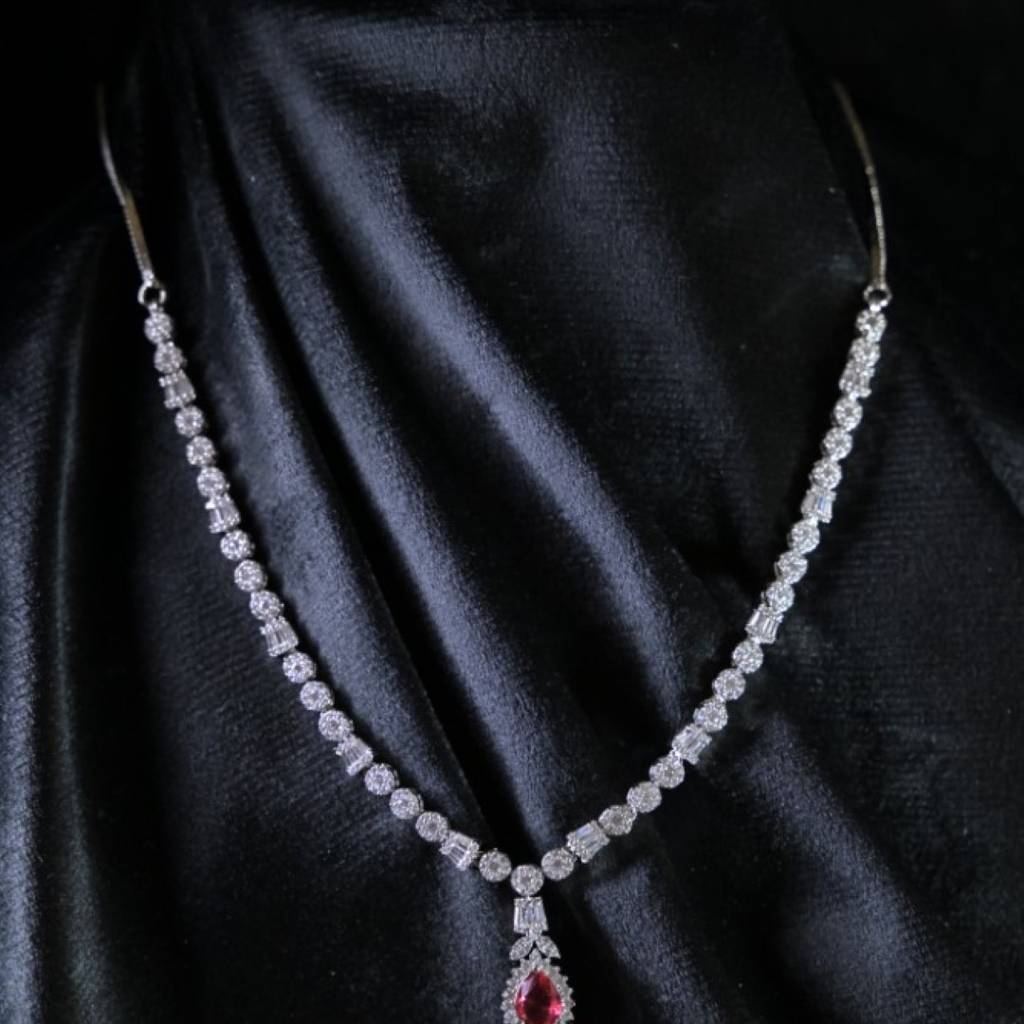 Ramyah Ruby Pendant Diamond Necklace : NEC0003