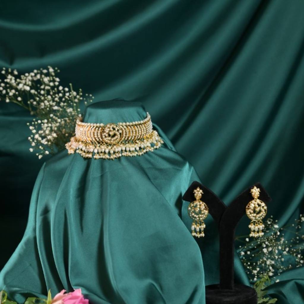 Sahiba White Jadau Pearl Choker  Necklace : NEC0005