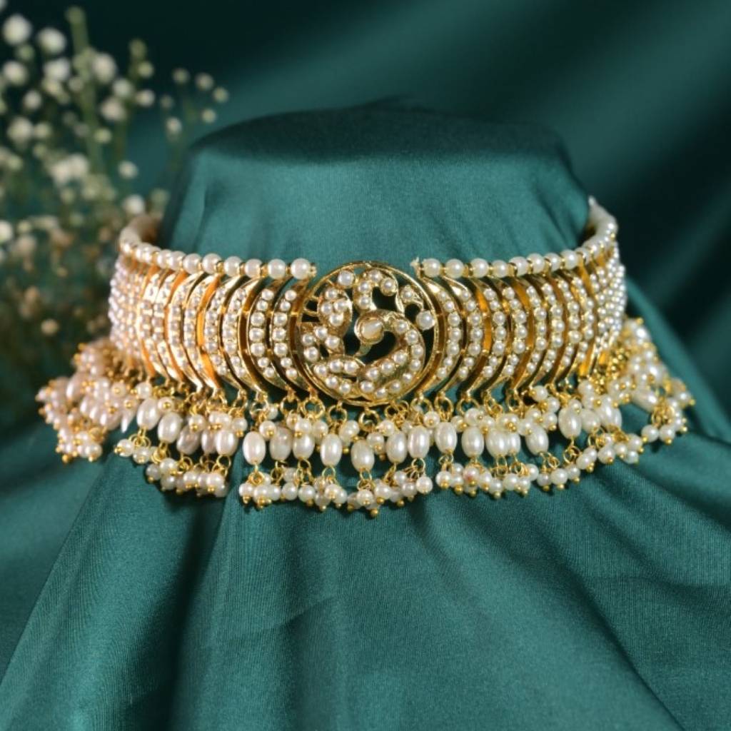 Sahiba White Jadau Pearl Choker  Necklace : NEC0005