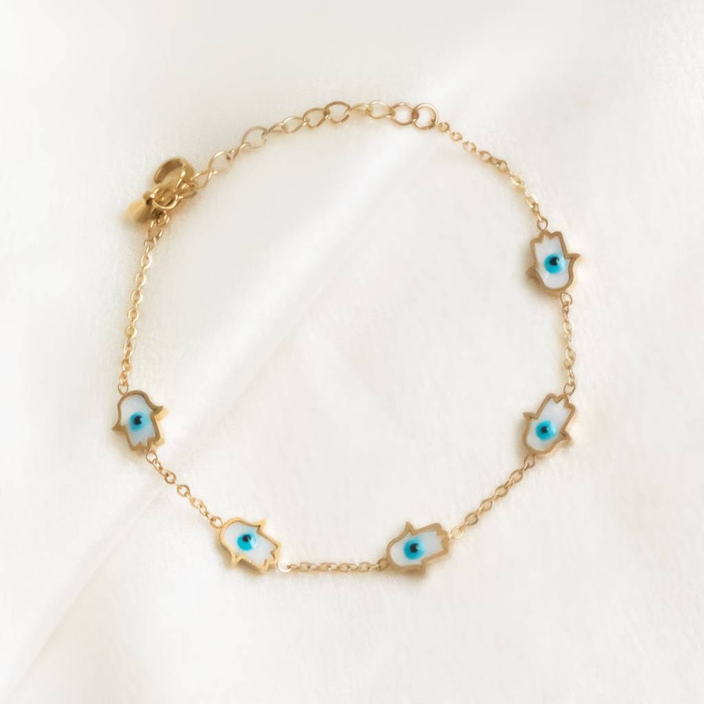 Multi-Evil-Eye-Hamsa-Bracelet : B403