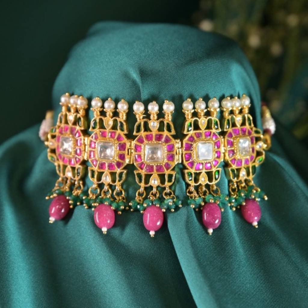 Adarshini Navratna Jadau Long Necklace : NEC0008