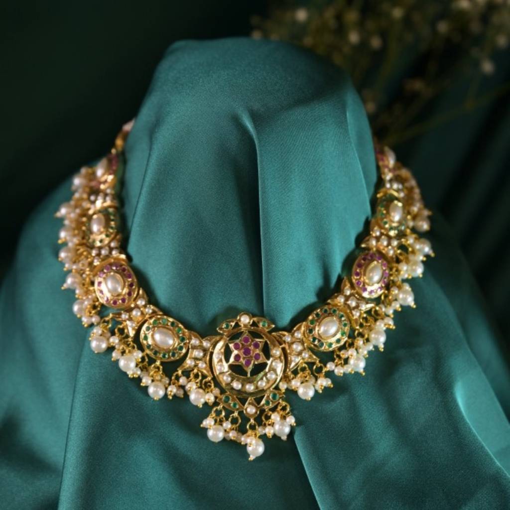 Rajmaitreyi Rajasthani Multicolored Jadau Necklace : NEC0010