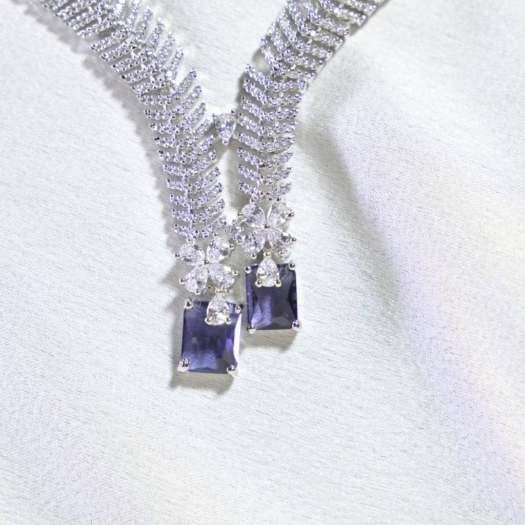 Neelkamal Blue Sapphire Diamond Cocktail Necklace : NEC0012