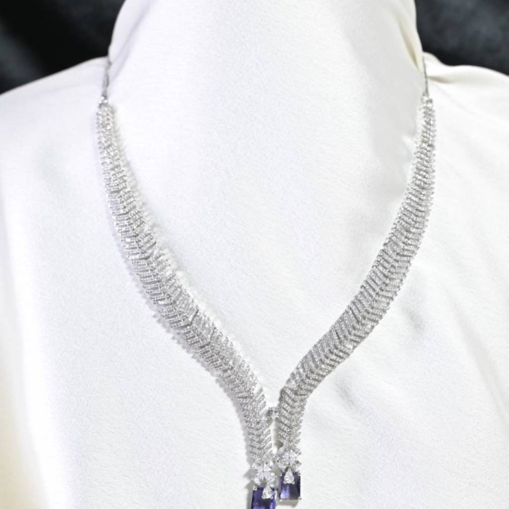 Neelkamal Blue Sapphire Diamond Cocktail Necklace : NEC0012