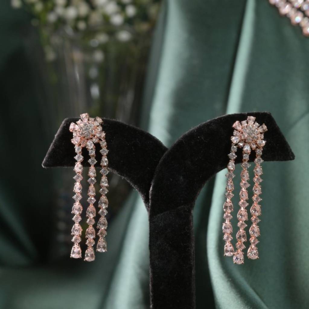 Rose Gold Cz Diamond Romantic Cocktail Necklace : NEC0017