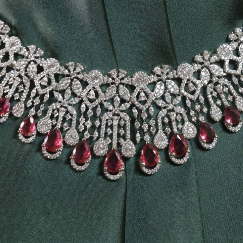 Meenakshi Victorian Ruby Diamond Cocktail Necklace : NEC0024