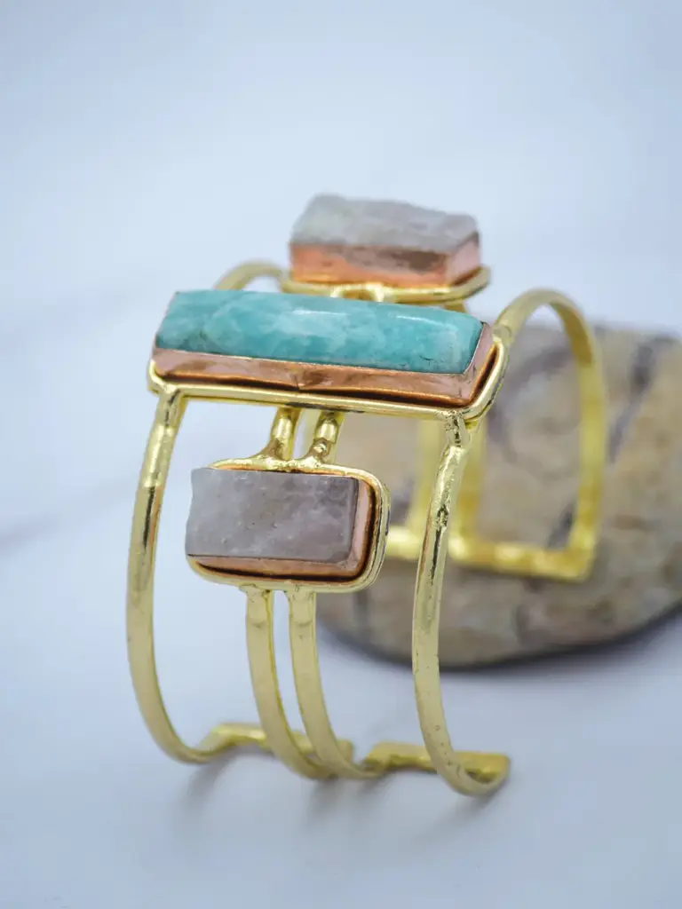 Eliza Three Stone Gold Plated Bracelet : QJSEP180