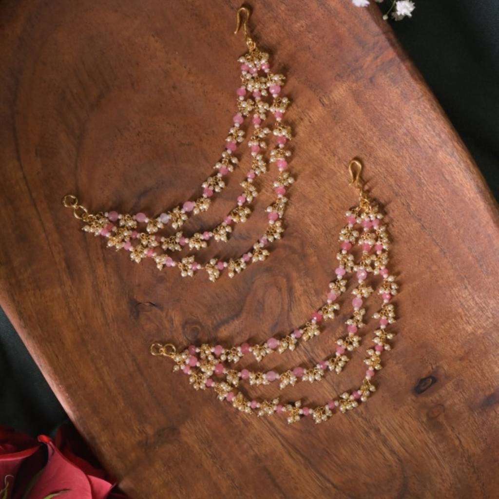 Radharani Gemstone Pearl Layered Drop Kaansahara : KAN0004