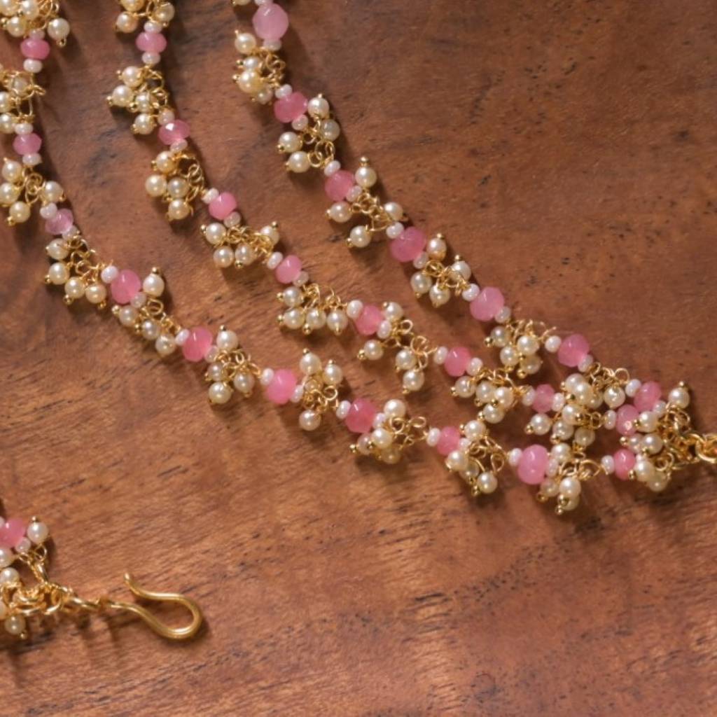 Radharani Gemstone Pearl Layered Drop Kaansahara : KAN0004