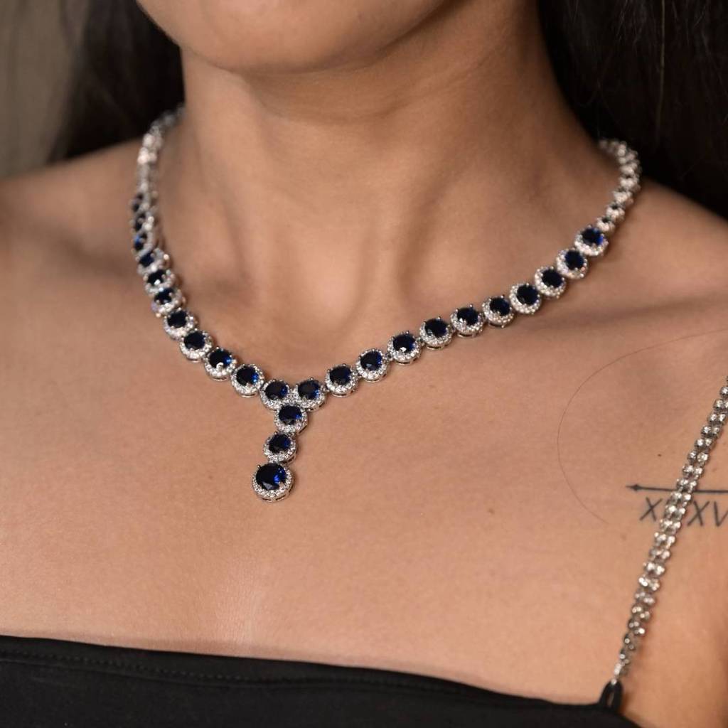 Pushp Gemstone Diamond Cocktail Necklace : NEC0021