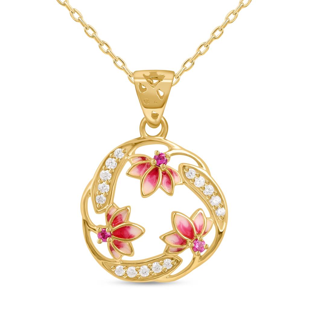 Padma Lotus 925 Silver 22Kt Gold Plated Necklace : RV-L-17
