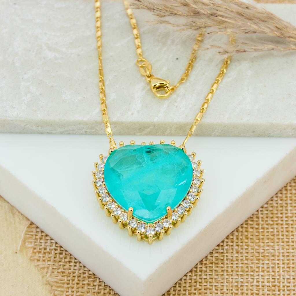 Turquoise Heart Studded Necklace Turquoise Heart Studded