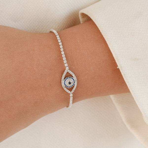 Evil-Eye-Diamond-Tennis-Bracelet : B418