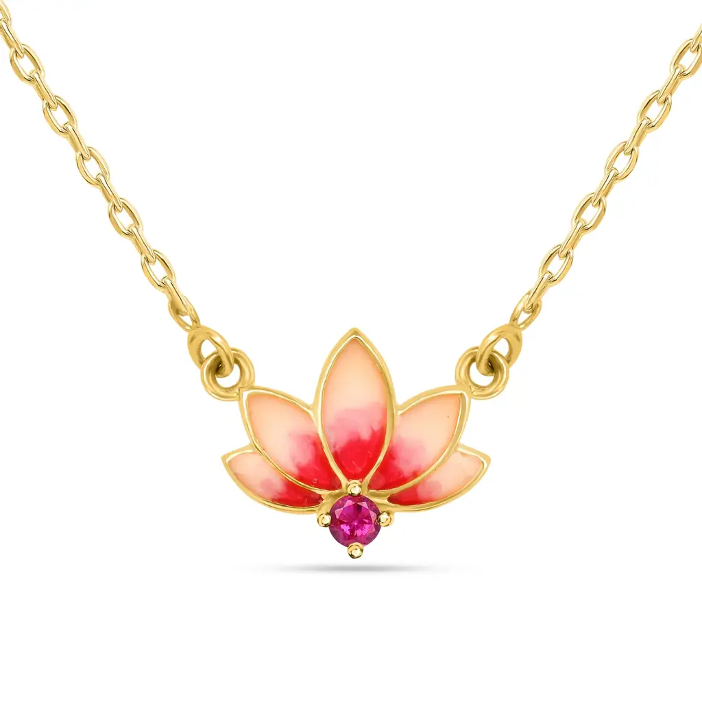 Lotus Aura 925 Silver Necklace With Meenakari Work : RV-L-19