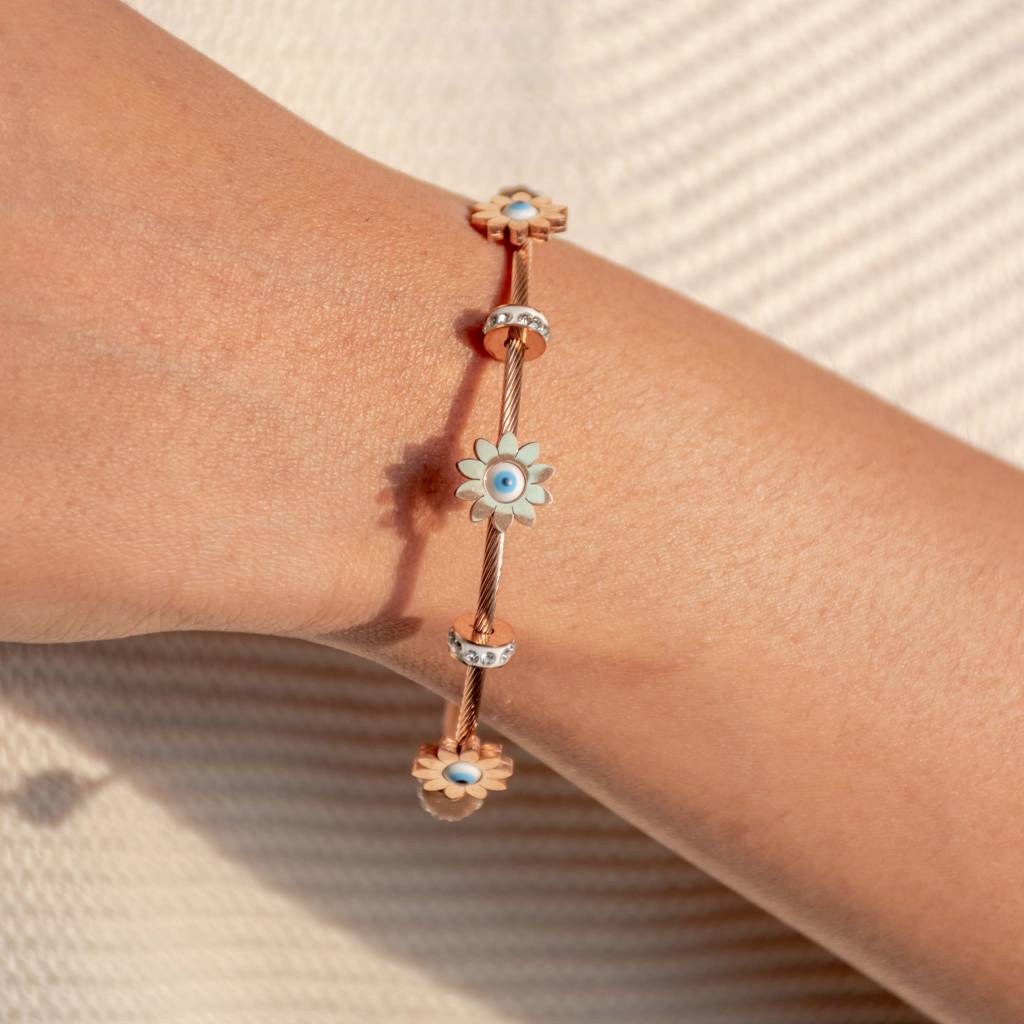 Flower Evil Eye Bangle : BG175