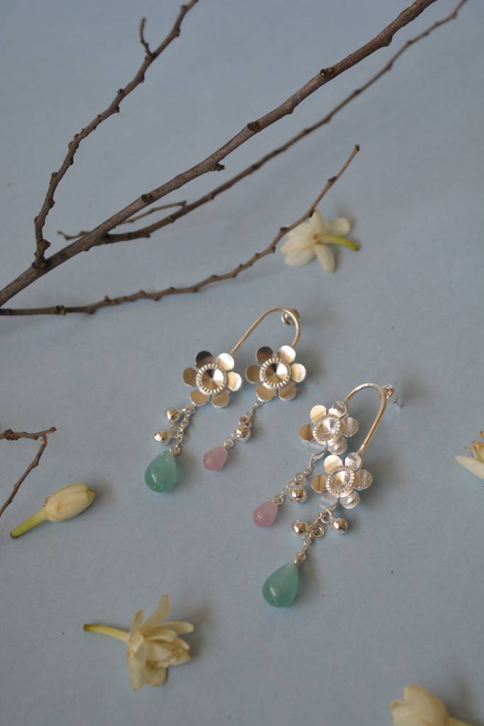 Mogra Earrings - Silver : MograEarrings-Silver