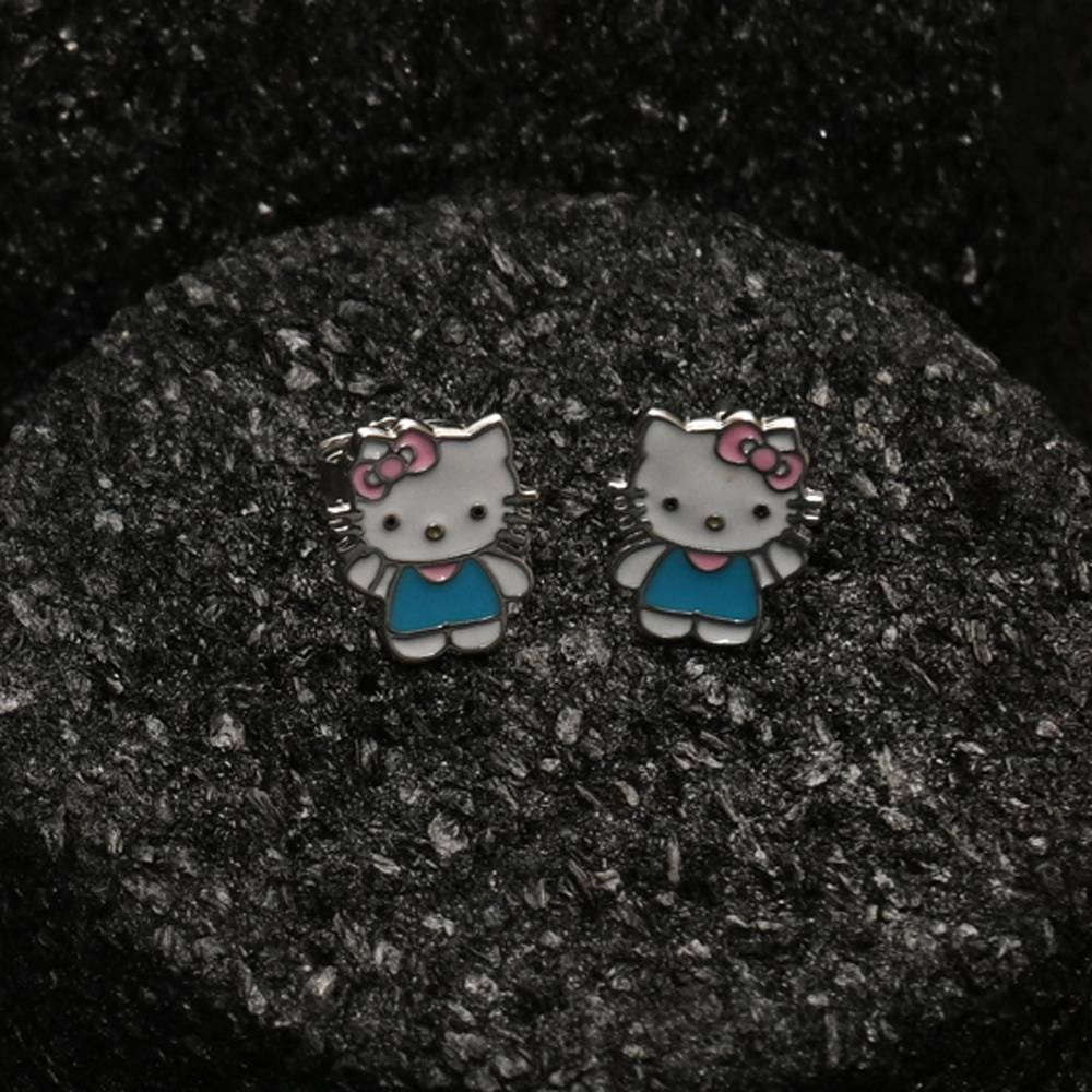 925 Pure Silver Hello Kitty Inspired Stud Earrings-Twp1270 : TWP1270