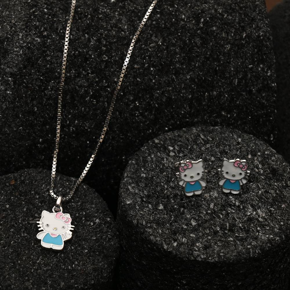 925 Pure Silver Hello Kitty Inspired Chain Pendant Set-Cps1028 : CPS1028