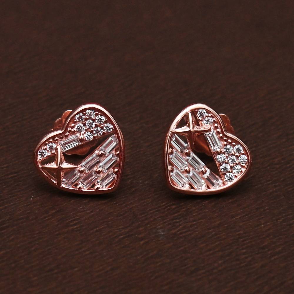 925 Pure Silver Zircon Studded Rose Gold Chain Pendant Set-Cps1018 : CPS1018