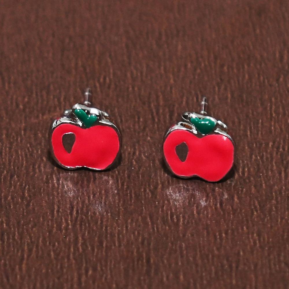 925 Pure Silver Apple Inspired Stud Earrings-Twp1295 : TWP1295