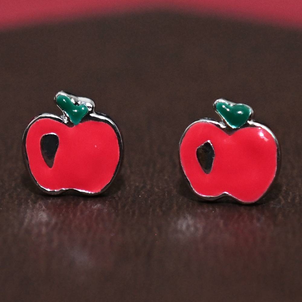 925 Pure Silver Apple Inspired Stud Earrings-Twp1295 : TWP1295