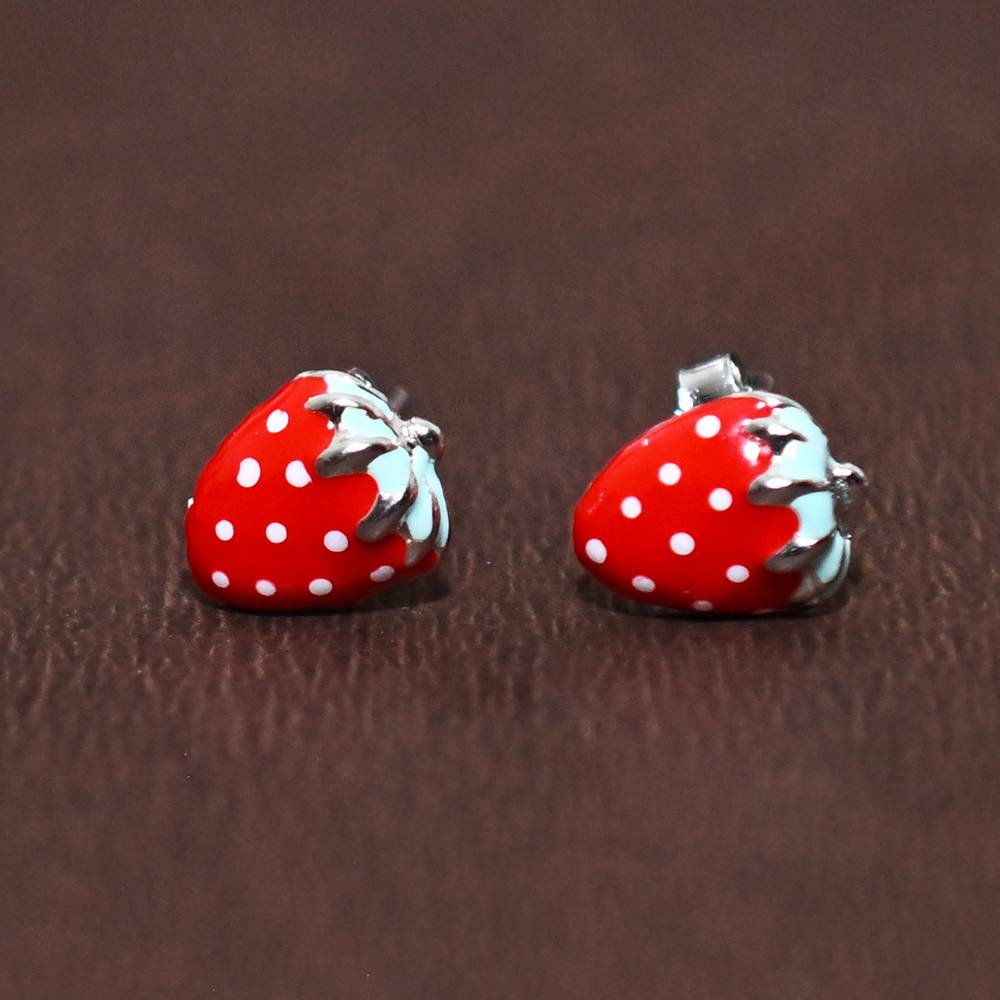 925 Pure Silver Strawberry Inspired Stud Earrings : TWP1293