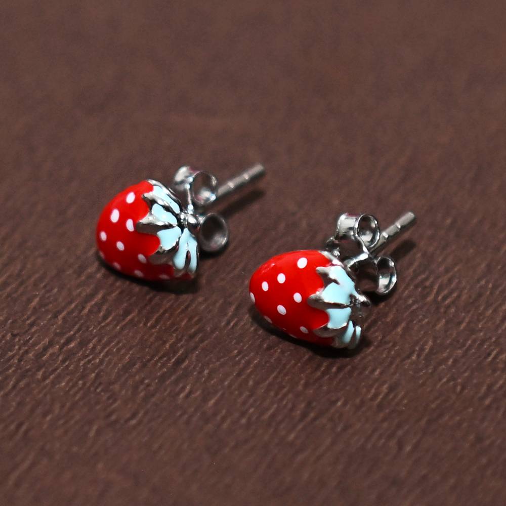 925 Pure Silver Strawberry Inspired Stud Earrings : TWP1293