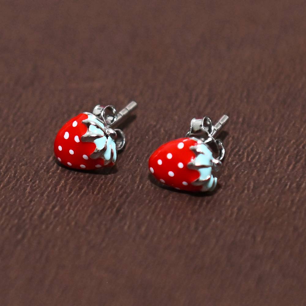 925 Pure Silver Strawberry Inspired Stud Earrings : TWP1293