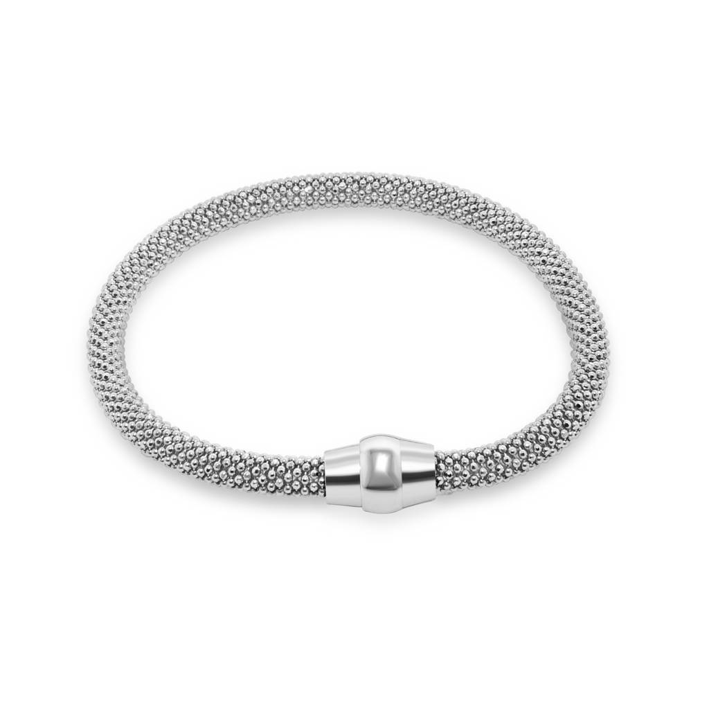925 Pure Silver Oxidized Band Mesh Belt Buckle Adjustable Bracelet | : BR1067