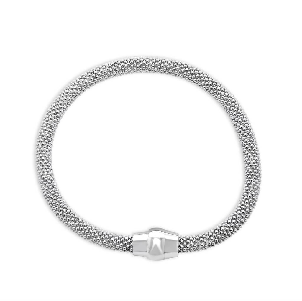 925 Pure Silver Oxidized Band Mesh Belt Buckle Adjustable Bracelet | : BR1067