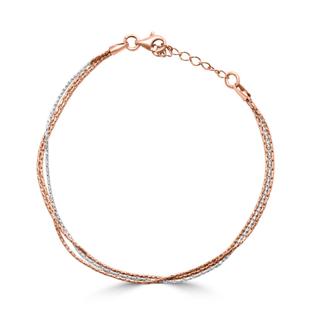 925 Pure Silver Rose Gold Chain Bracelet : BR1051