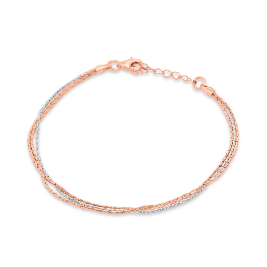 925 Pure Silver Rose Gold Chain Bracelet : BR1051