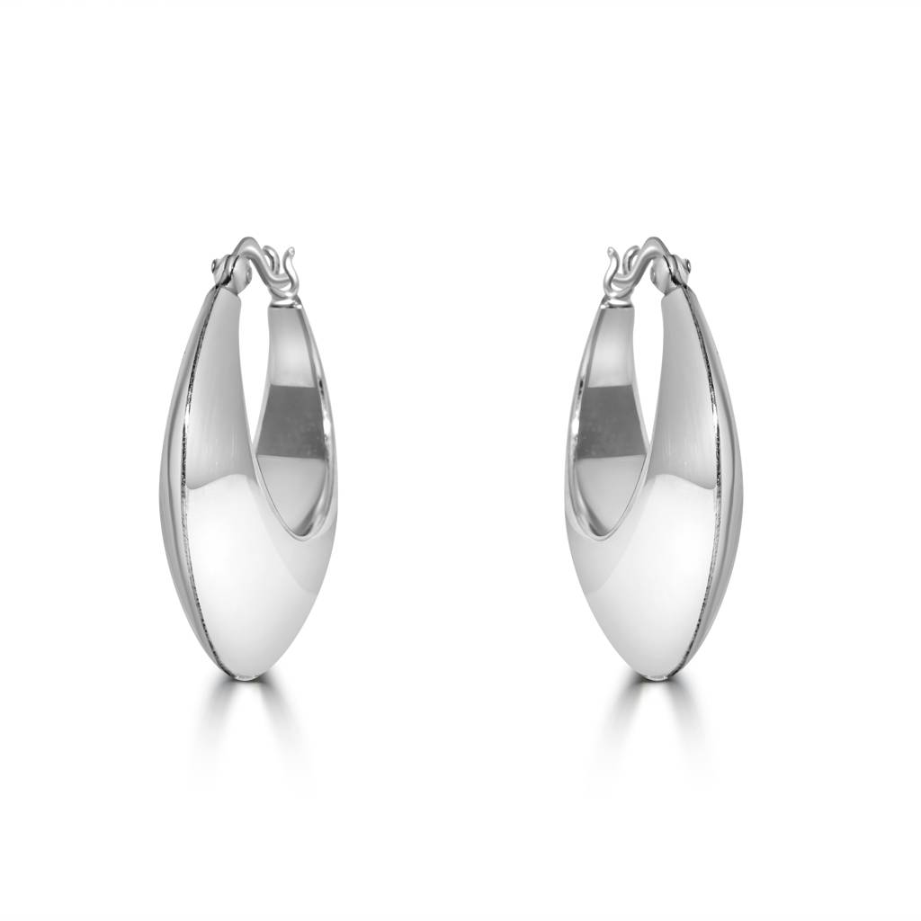 925 Pure Silver Chunky Hoop Earrings : TWP1145