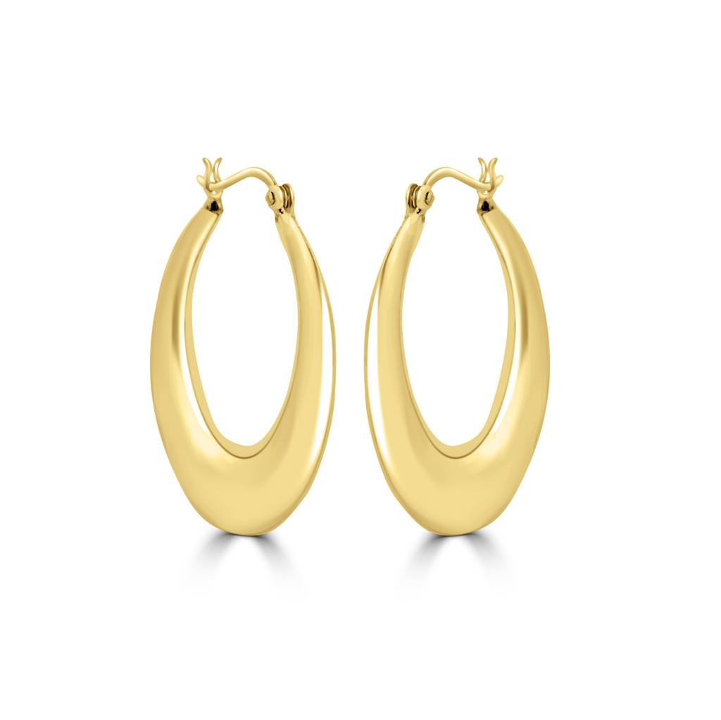 925 Sterling Silver Golden Circular Hoops Earrings : TWP1224