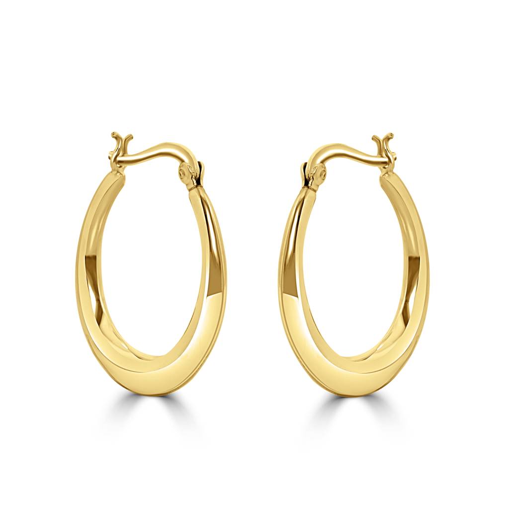 925 Sterling Silver Gold Plated Round Hoop Earrings : TWP1225