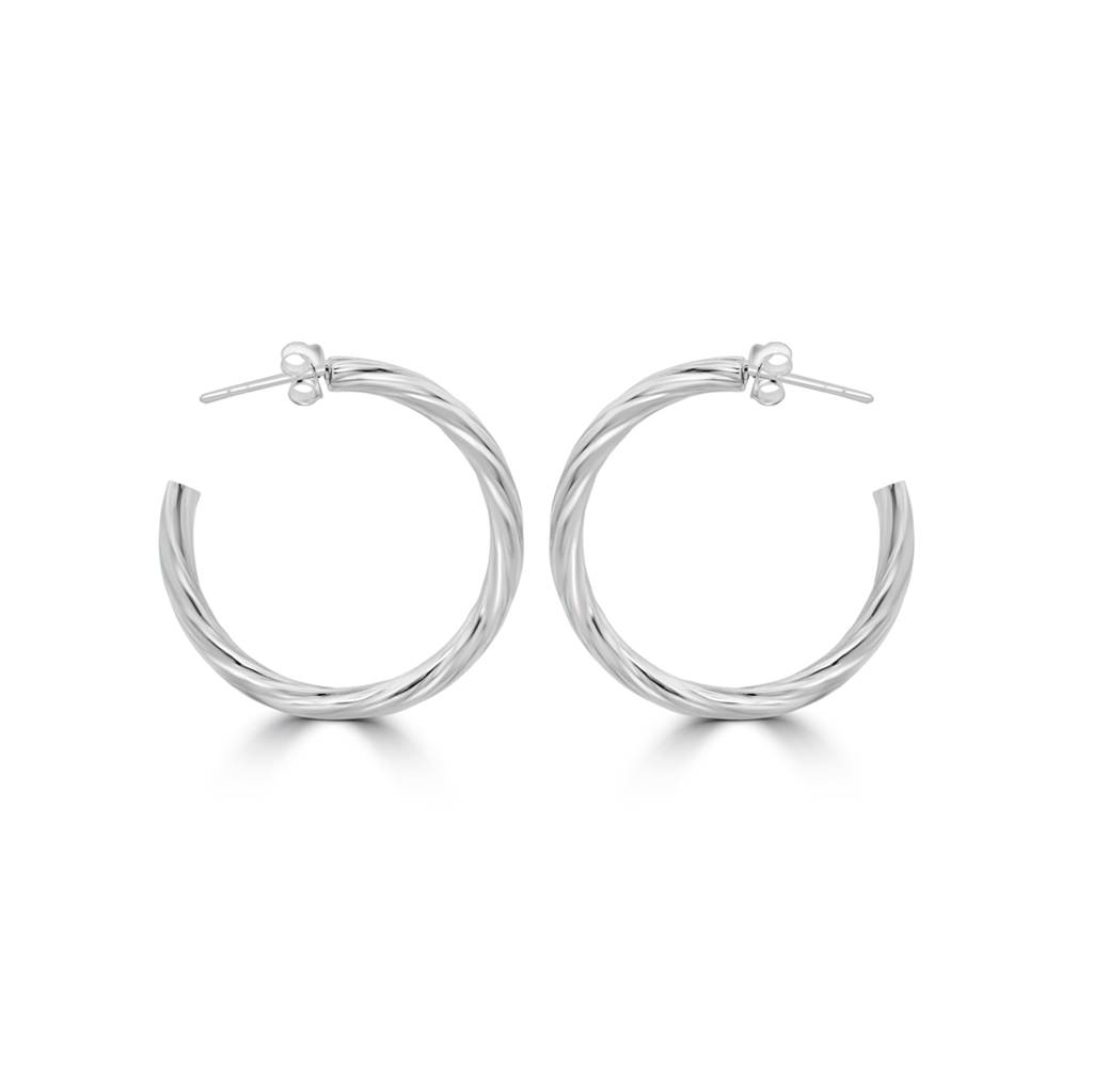 925 Silver Sterling Twisted Hoop Circular Bold Earrings | : TWP1149