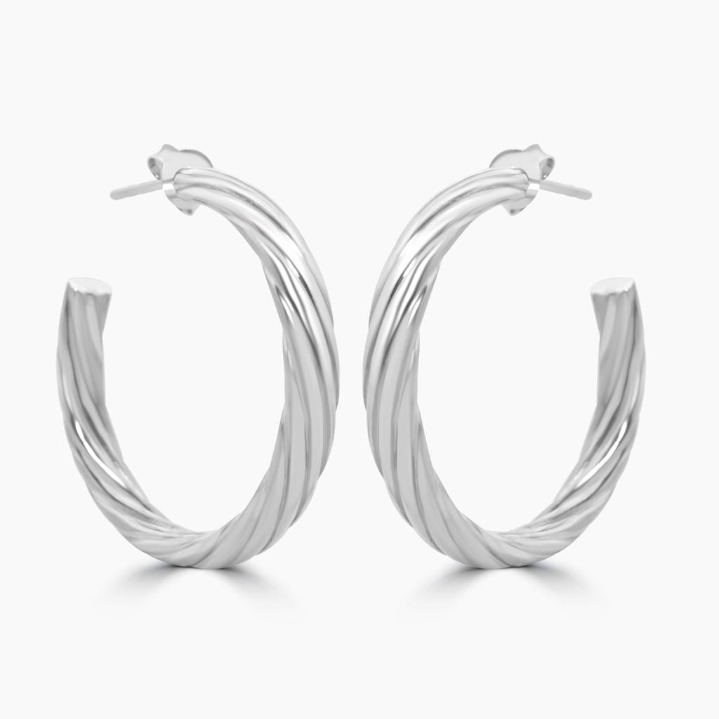 925 Silver Sterling Twisted Hoop Circular Bold Earrings | : TWP1149