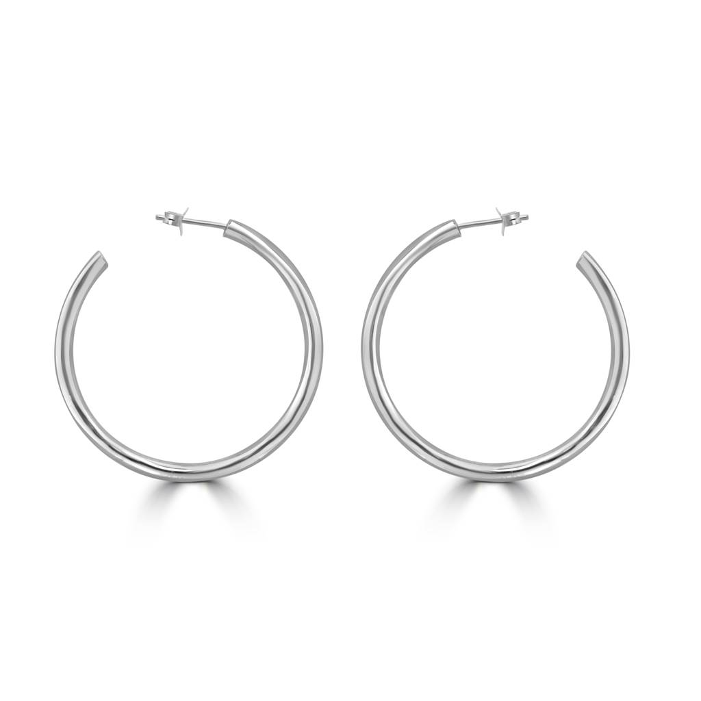 925 Pure Silver Chunky Bold Hoops | Minimalist Round Huggie Hoops : TWP1152