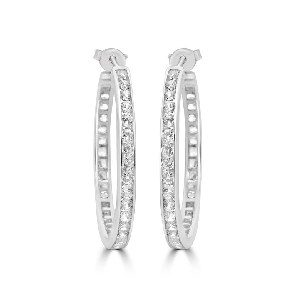 925 Sterling Silver Round Huggie Textured Hoop Earrings | Half Circle Hoops : TWP1153