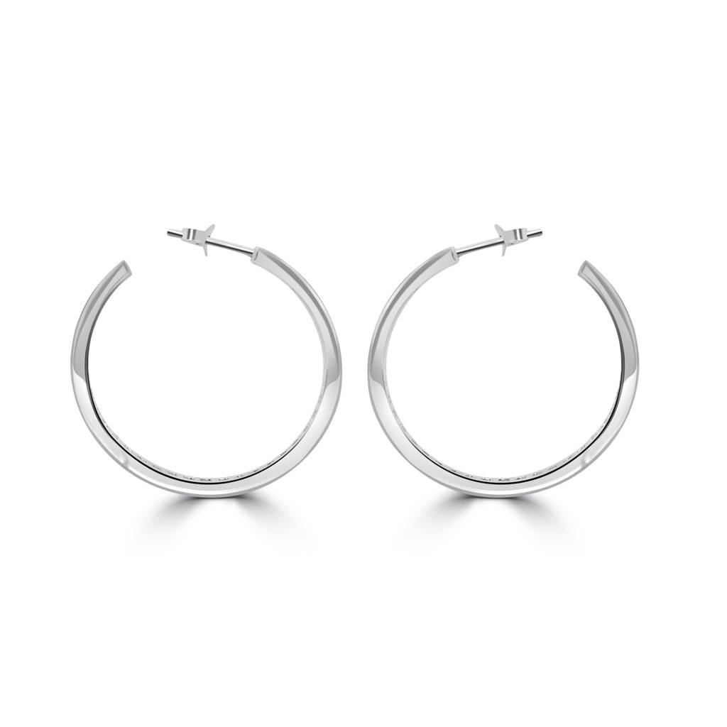 925 Sterling Silver Round Huggie Textured Hoop Earrings | Half Circle Hoops : TWP1153