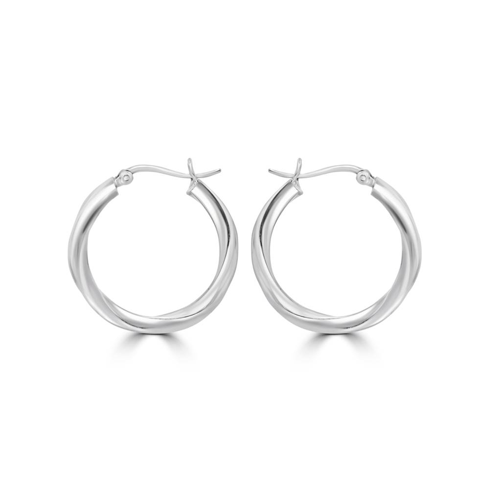 Elegant 925 Sterling Silver Twisted Round Hoops |Huggie Hoop Earrings : TWP1154