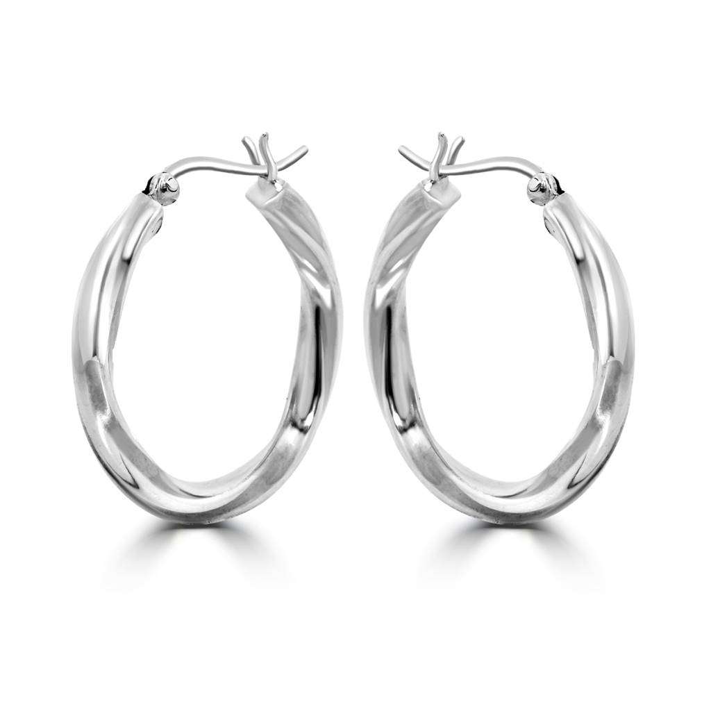 Elegant 925 Sterling Silver Twisted Round Hoops |Huggie Hoop Earrings : TWP1154