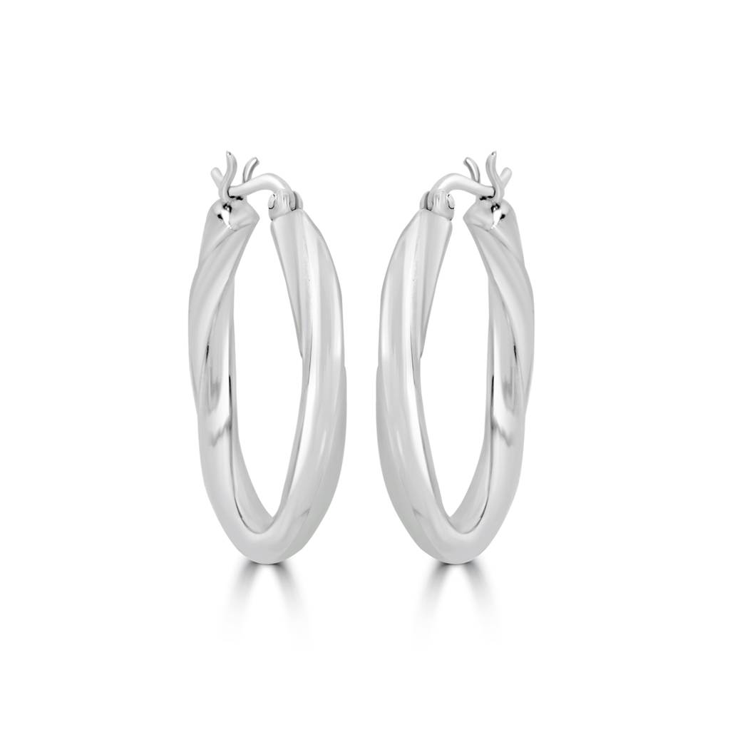 Elegant 925 Sterling Silver Twisted Round Hoops |Huggie Hoop Earrings : TWP1154