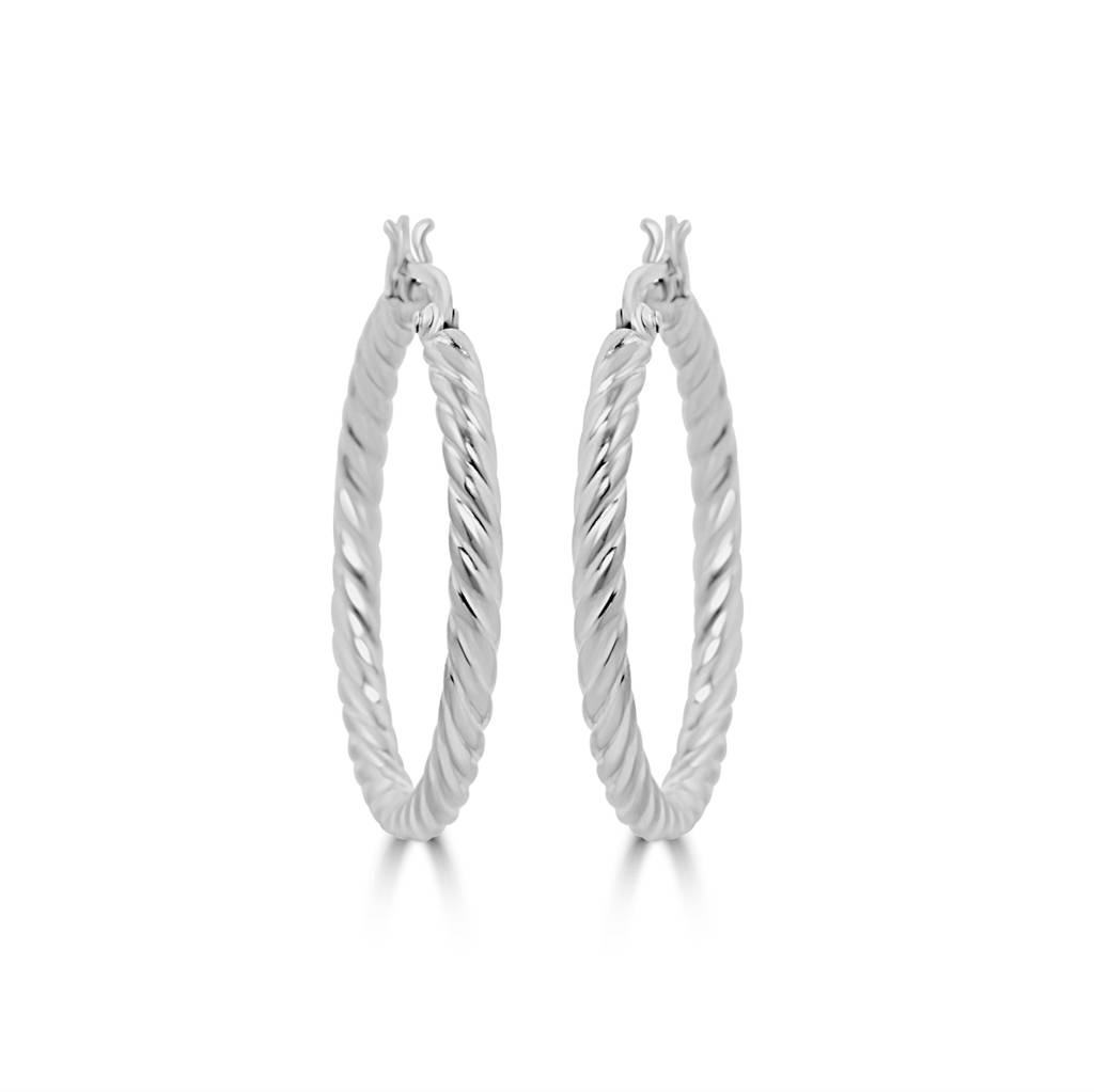 925 Pure Silver Cable Hoops | Light-Weight Twisted Rope Hoops Earrings : TWP1156