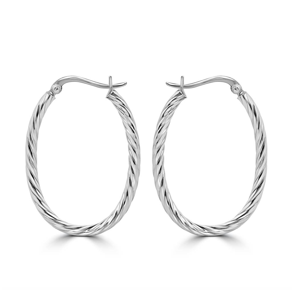 925 Sterling Silver Twist Hoop Earrings | Textured Statement Hoops : TWP1159