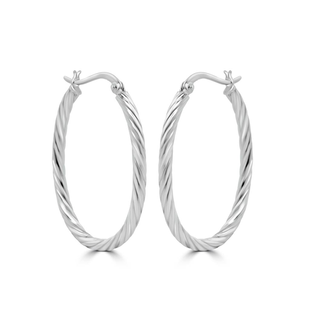 925 Sterling Silver Twist Hoop Earrings | Textured Statement Hoops : TWP1159