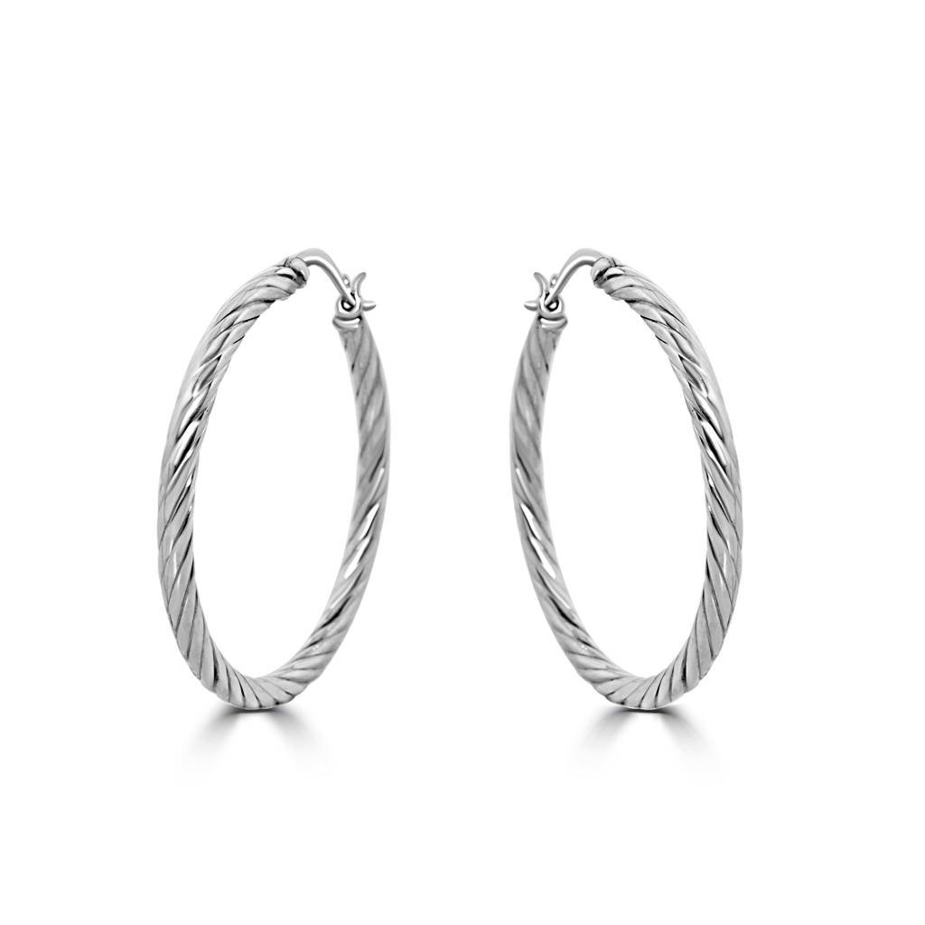 Circular Hoops Earring In 925 Sterling Silver | Silver Round Hoop Bali Earrings : TWP1169