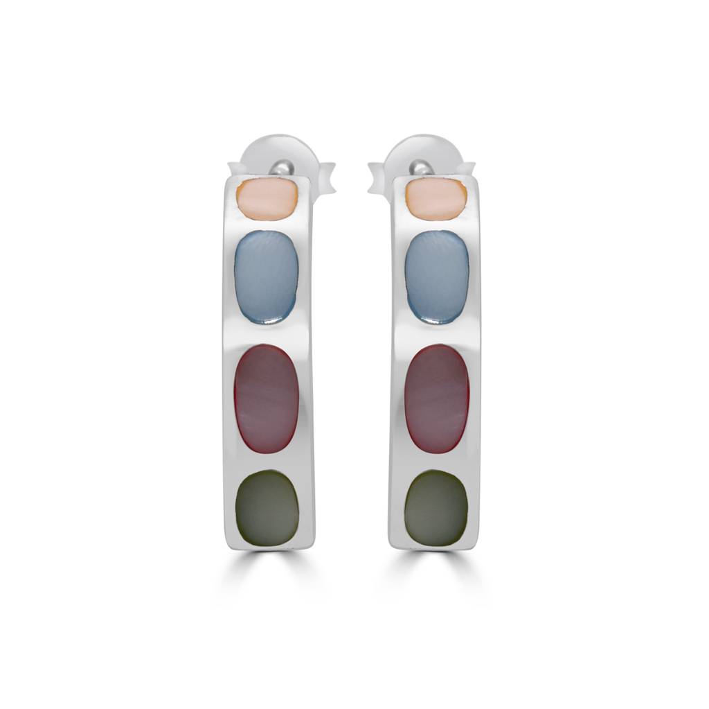 925 Sterling Silver Multicolor Hook Oval Shape Earrings : TWP1184