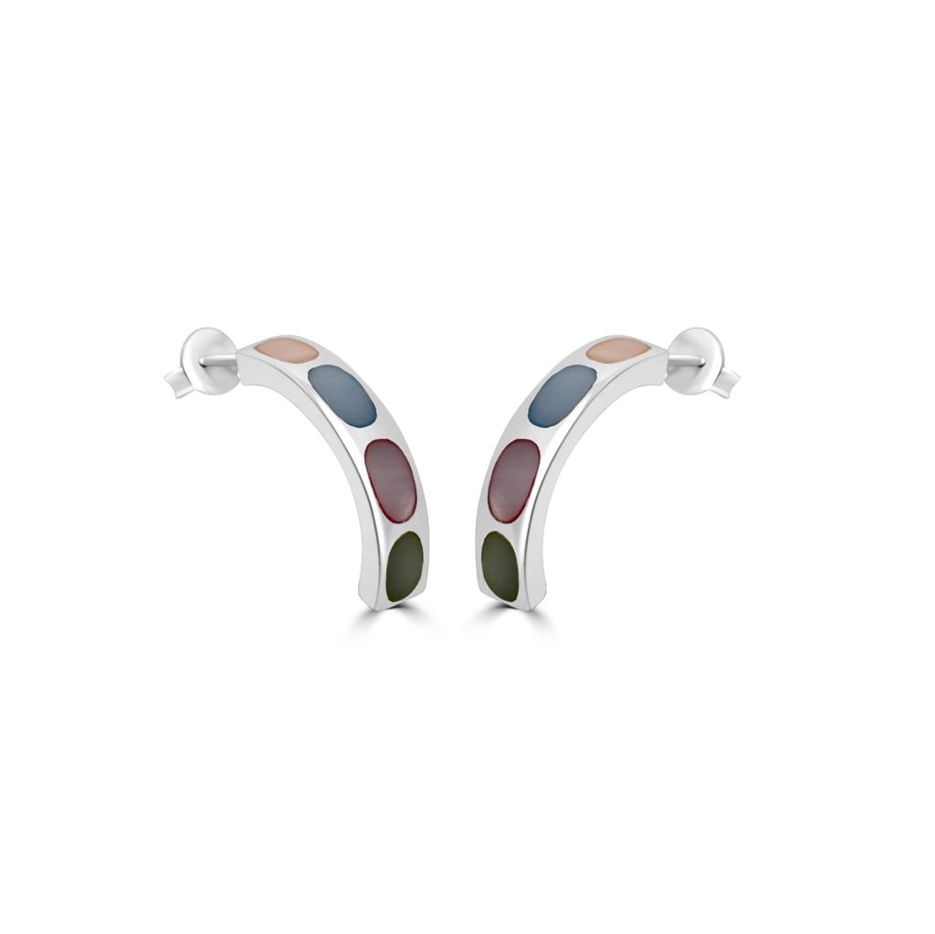 925 Sterling Silver Multicolor Hook Oval Shape Earrings : TWP1184